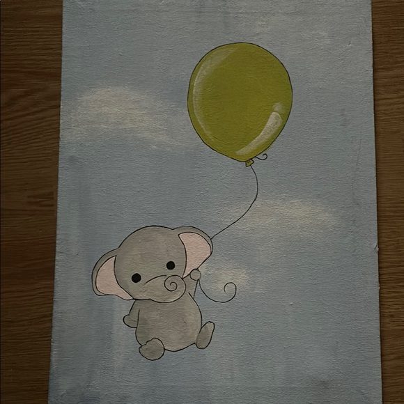 Cute Elephant with Green Balloon Painting - Picture 2 of 2